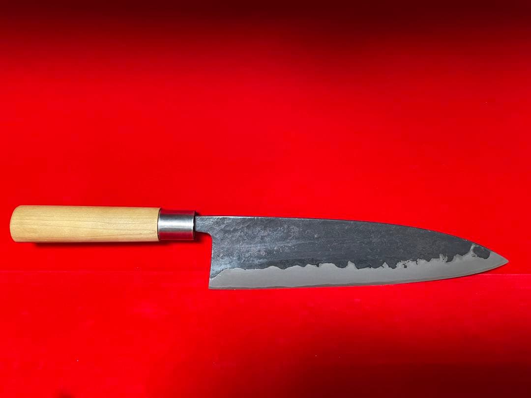 No.01278 包丁　白鷹幸伯（本人作) 黒打　両刃刃文綺麗　未使用品