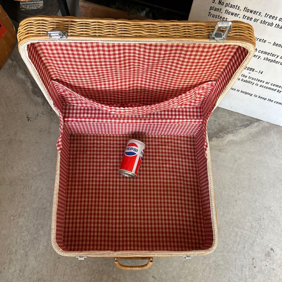 【鍵&ミニトランク付き】 ラタン トランクバスケット かごバック 籠 蚤の市