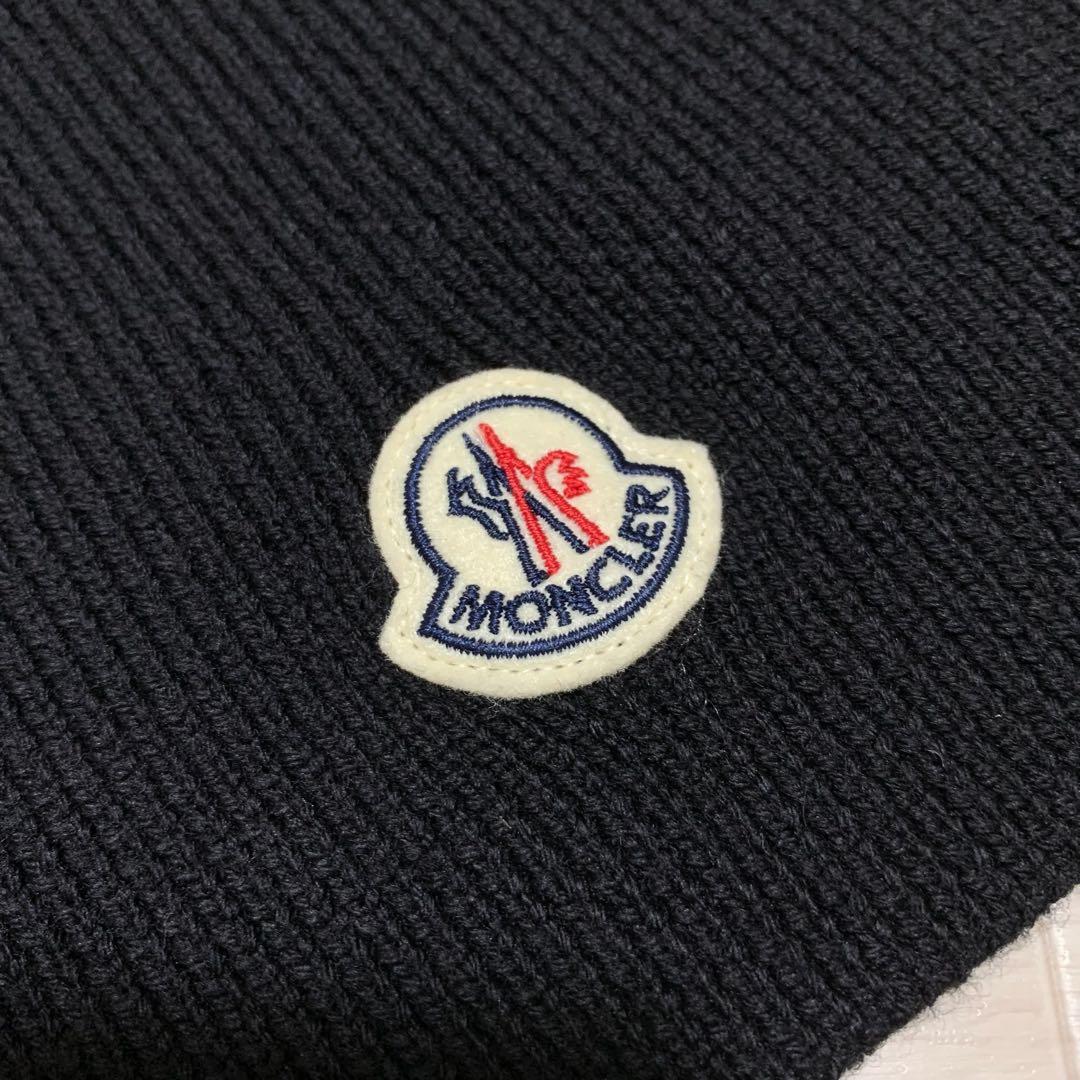 〔美品〕MONCLER ブラック ニットマフラー ブラック　黒　5K1