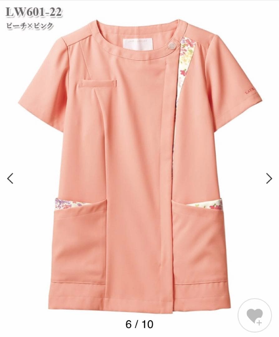 ローラアシュレイ ナース　スクラブ　Mサイズ　ローズピンク　ピーチピンク