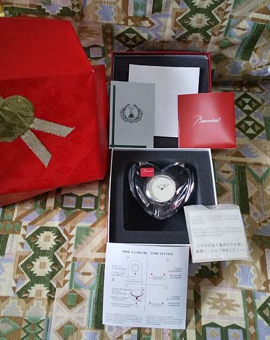 訳あり新品 Baccarat バカラ ハート 置時計 送料無料