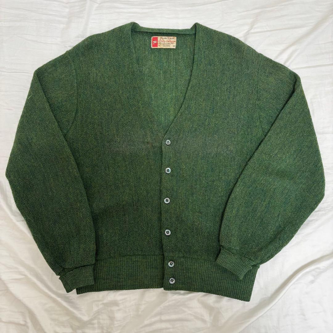 60s PURITAN モヘアカーディガン グリーン ヴィンテージ アメリカ製
