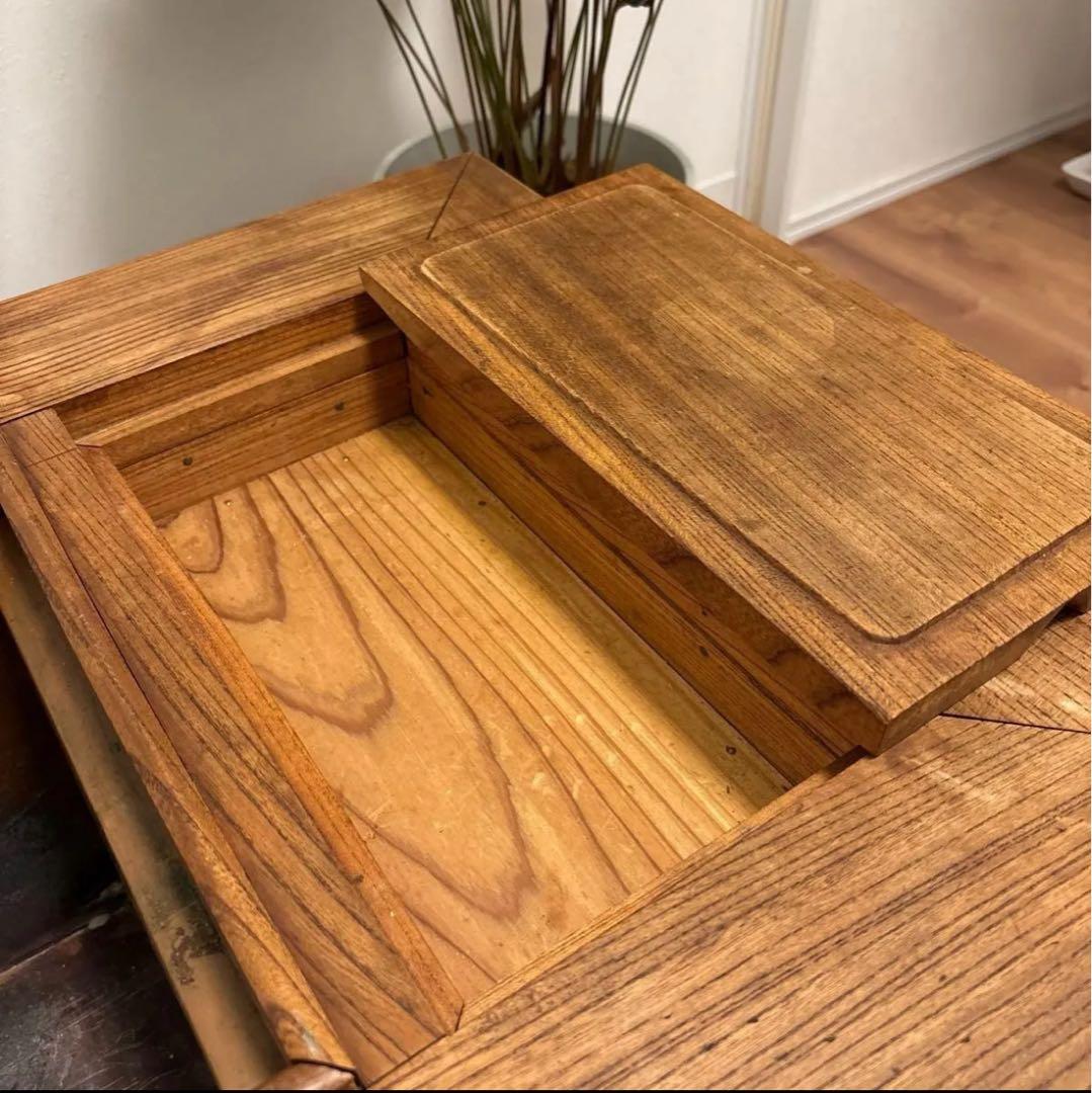 昭和レトロ　関西火鉢　長火鉢 銅製コンロ＆酒燗器　付き 古民家家具 天然木 無垢