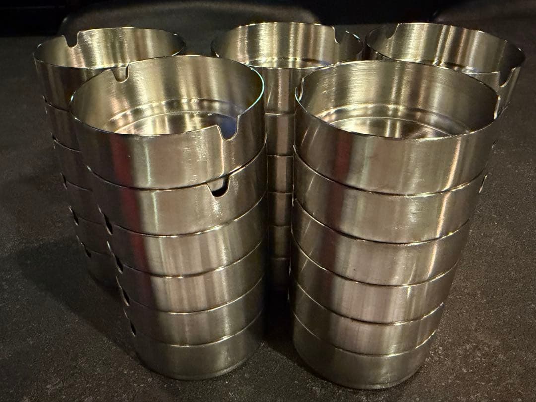 ３０個set フラット　ステンレススタッキング丸灰皿