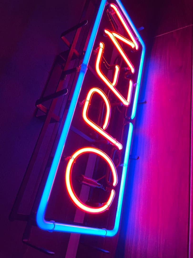 ネオン管 ガラス缶 『OPEN』 赤青ネオンサイン