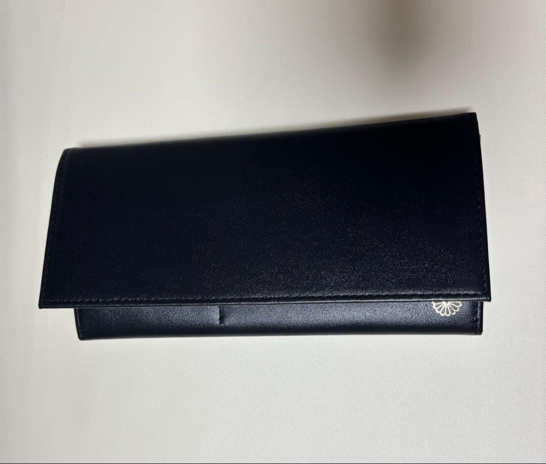 皇居 長財布 最上級モデル 本革黒レザー マチ付き ブラックケース セット