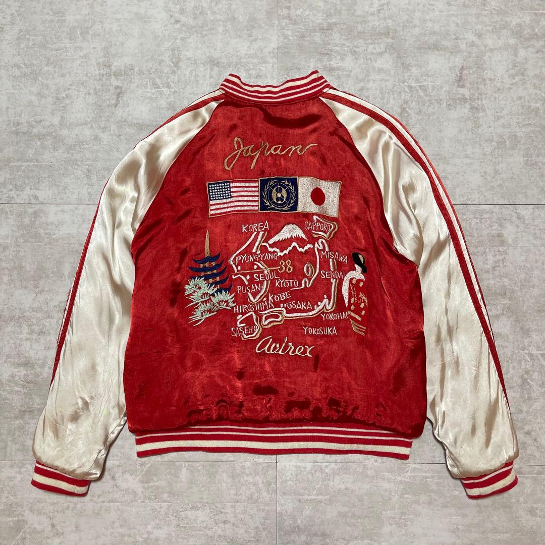 AVIREX 別珍スカジャン L 赤 刺繍 舞妓 虎 和柄 ヴィンテージ