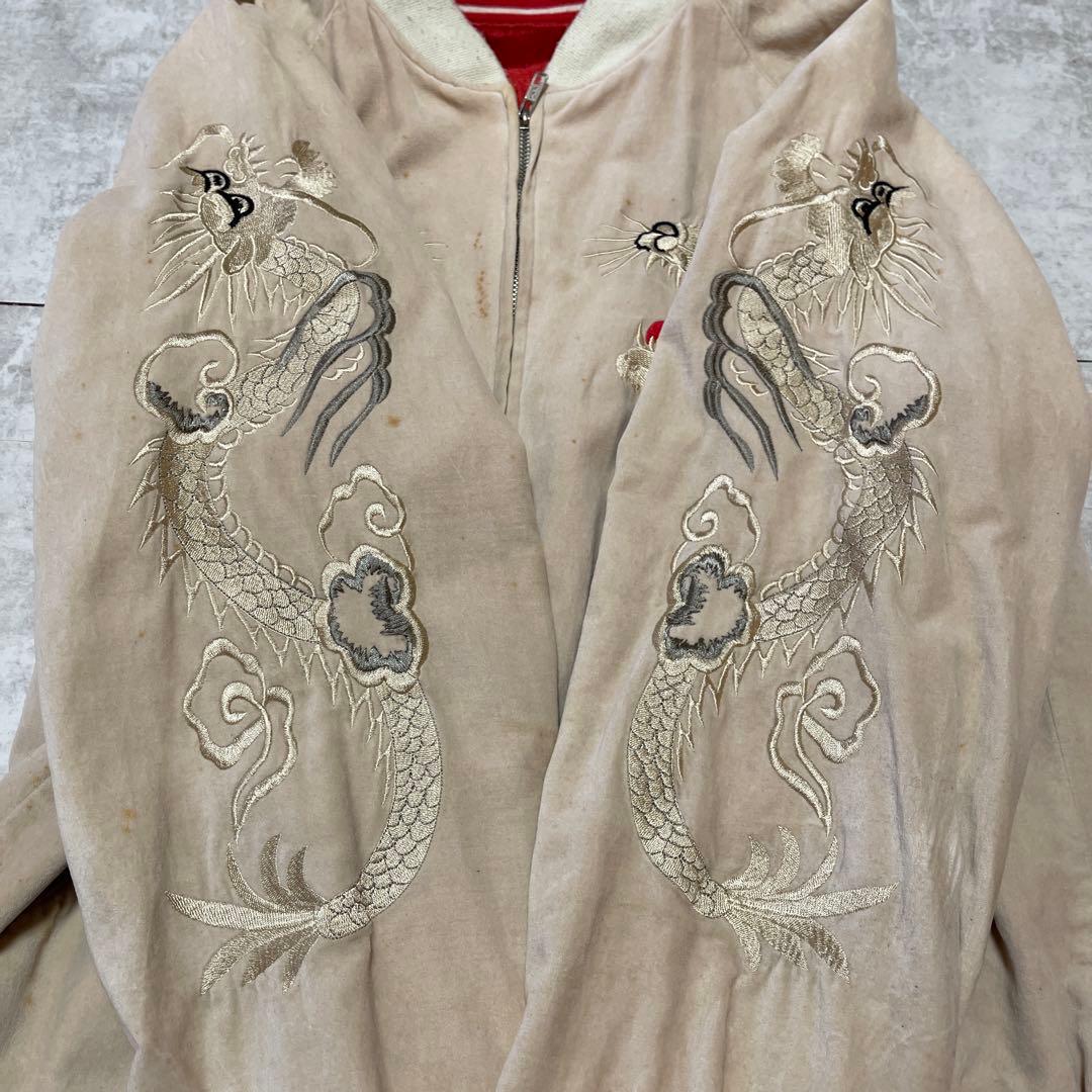 AVIREX 別珍スカジャン L 赤 刺繍 舞妓 虎 和柄 ヴィンテージ