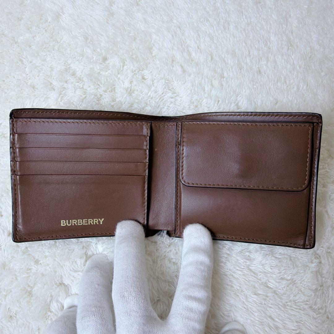 BURBERRY 2つ折り財布 TBロゴ 総柄 レザー PVC ブラウン