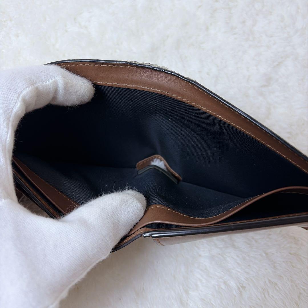 BURBERRY 2つ折り財布 TBロゴ 総柄 レザー PVC ブラウン