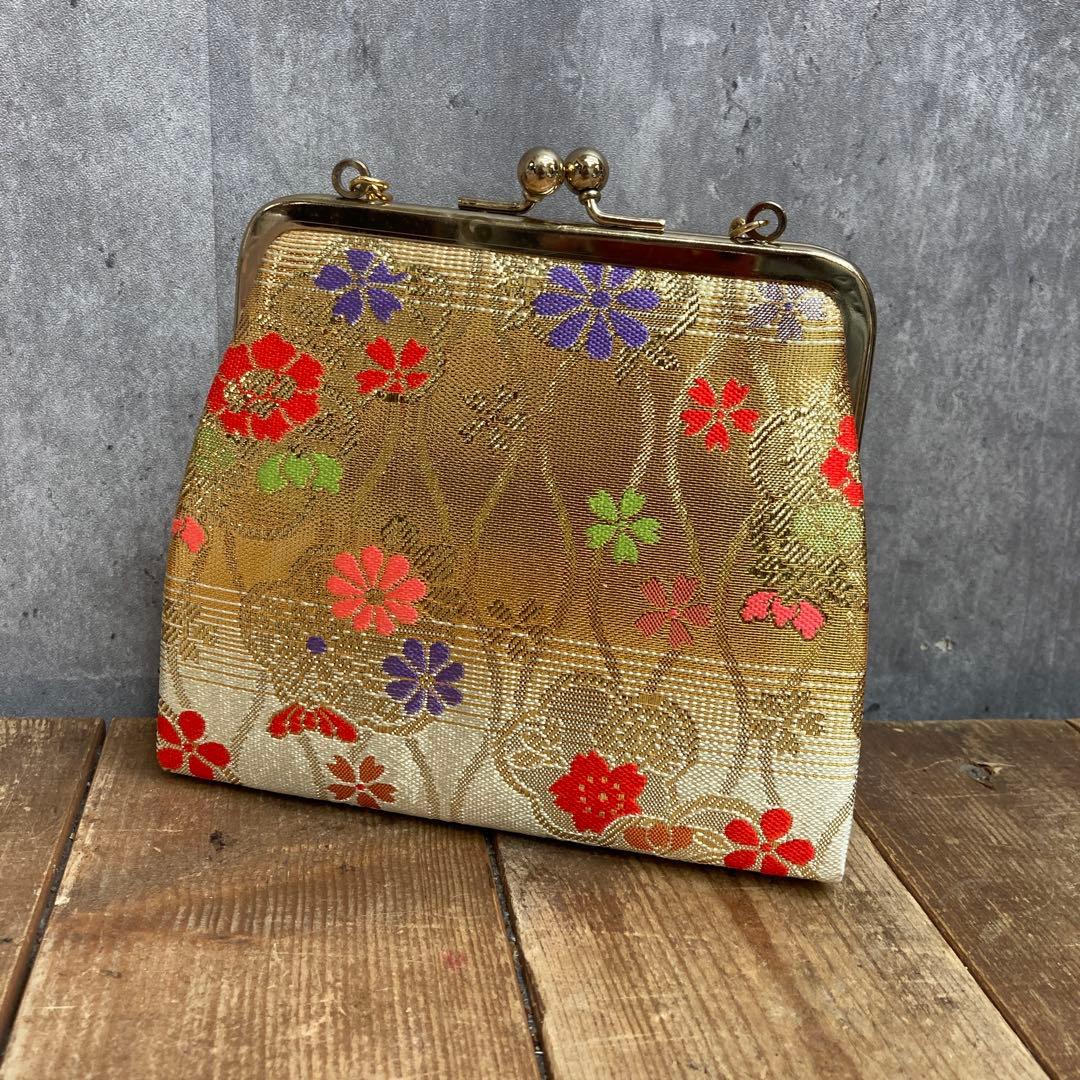 【豪華5点セット】七五三 御祝帯・和装小物セット（金・朱赤・花柄）