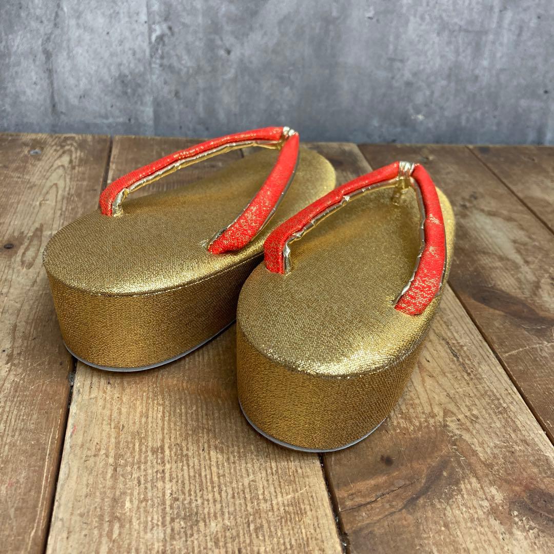 【豪華5点セット】七五三 御祝帯・和装小物セット（金・朱赤・花柄）