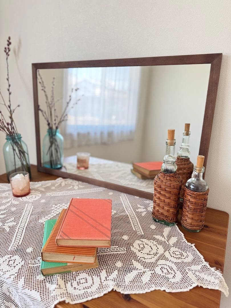 【日本製】　フラット　アンティーク調ミラー