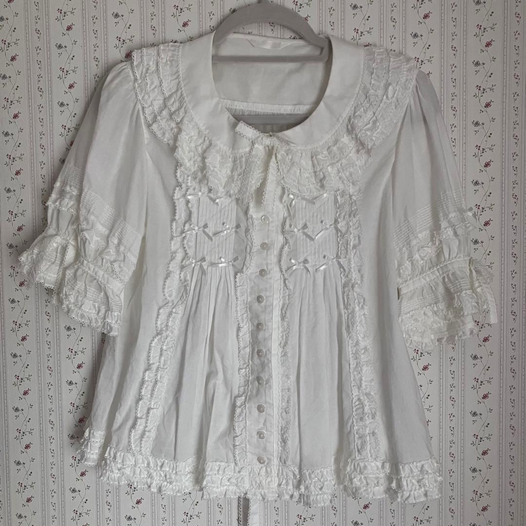 ピンクハウス　ブラウス　半袖　白