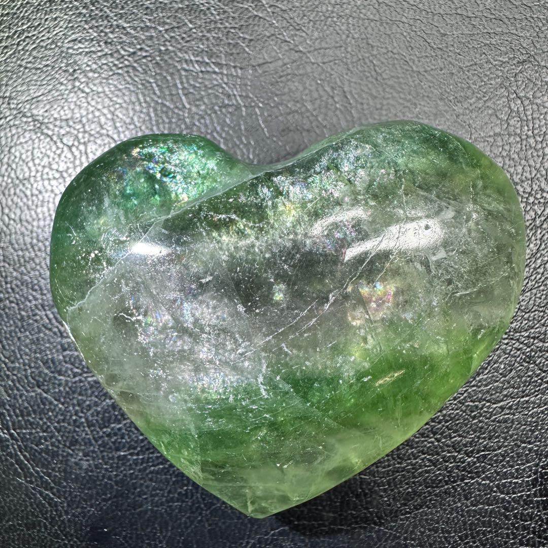 爆アレ❗️レインボー☆グリーンフローライト♡ハート♡ 蛍石パワーストーンA1189