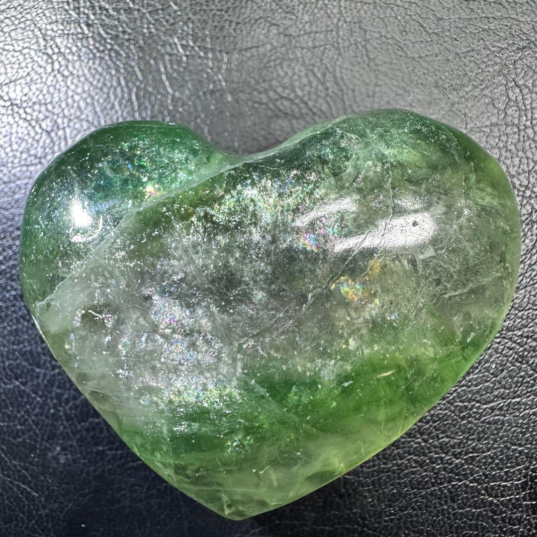 爆アレ❗️レインボー☆グリーンフローライト♡ハート♡ 蛍石パワーストーンA1189