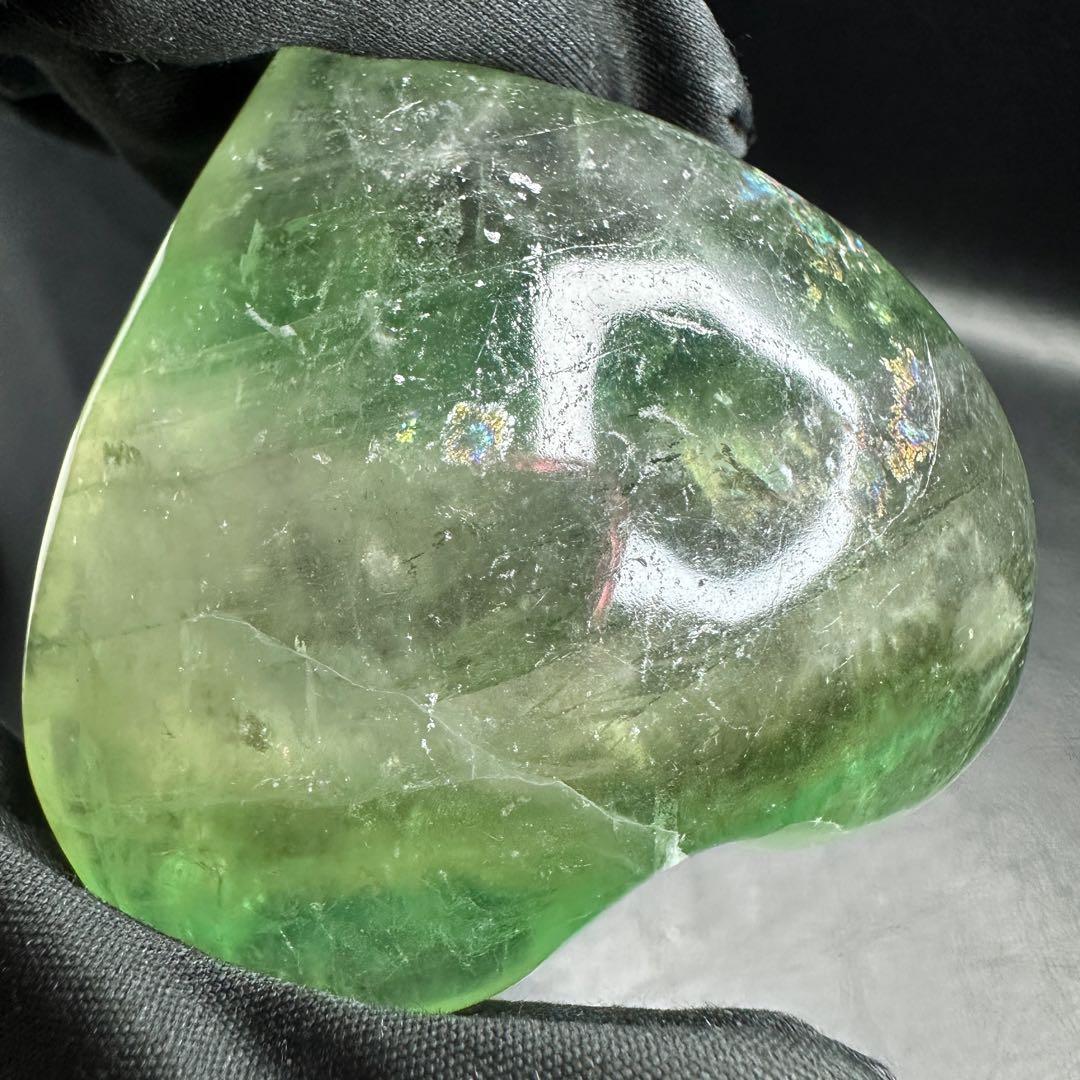 爆アレ❗️レインボー☆グリーンフローライト♡ハート♡ 蛍石パワーストーンA1189