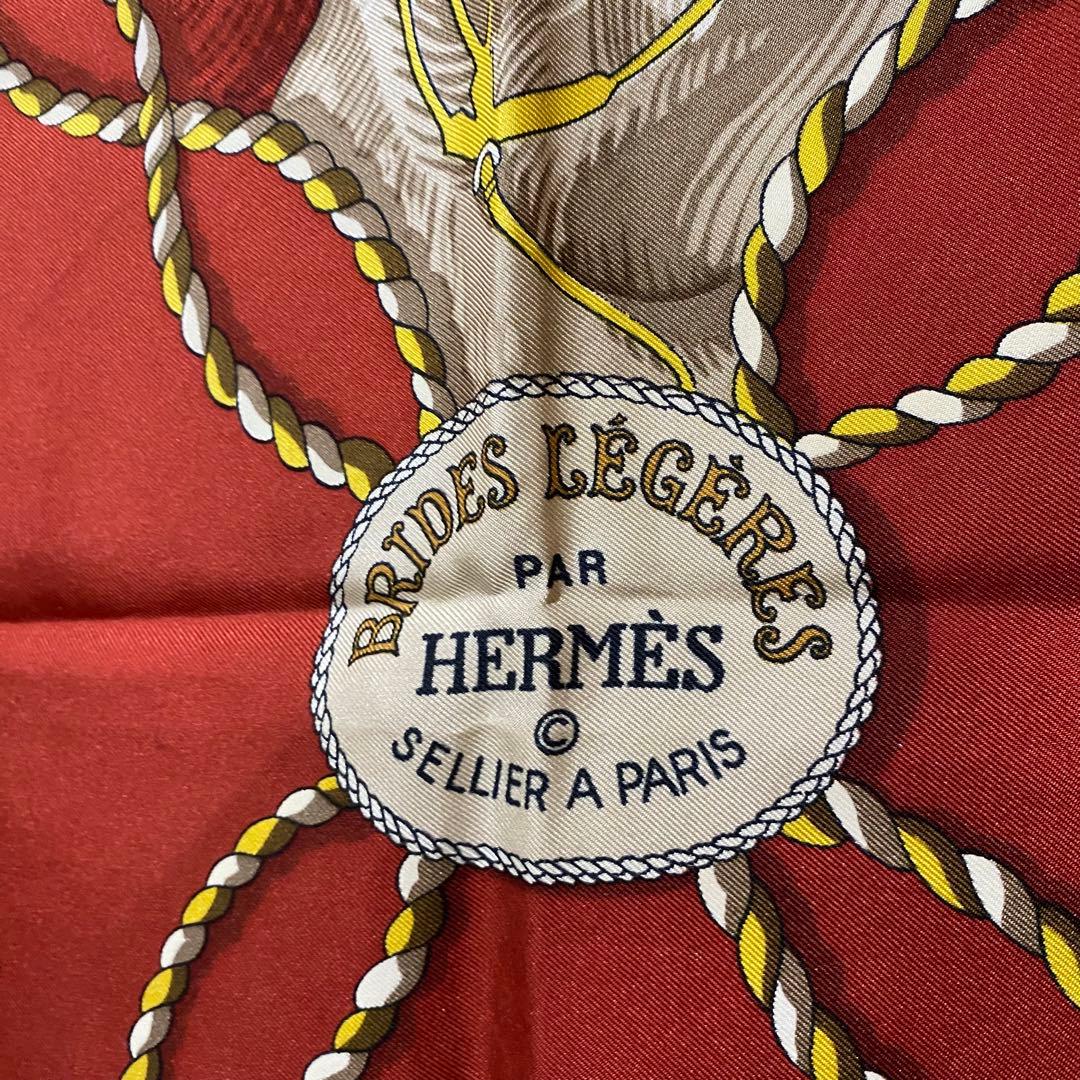 HERMES カレ90 大判シルクスカーフ BRIDES LEGERES 馬