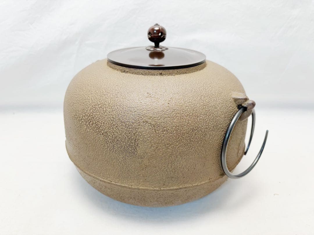 未使用 茶道具 釜師 佐藤 浄清造 利休好写 丸釜 釜印 釜鐶付 栞 共布 共箱