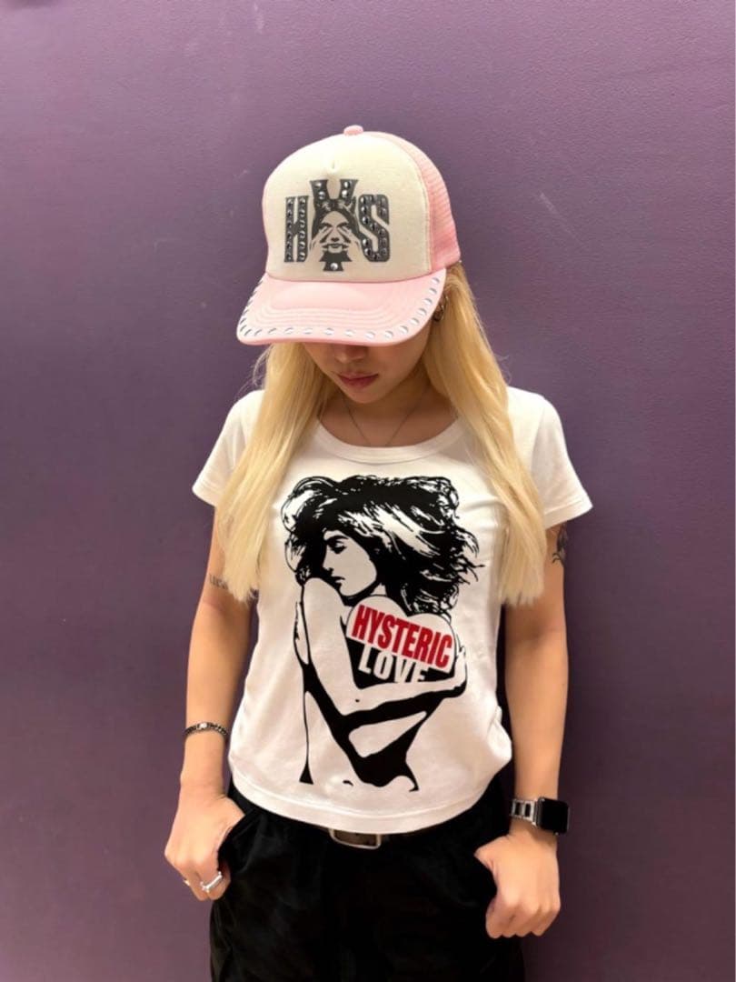 新品 大人気！HYS メッシュキャップ【SEE NO EVIL スタッズ】ピンク