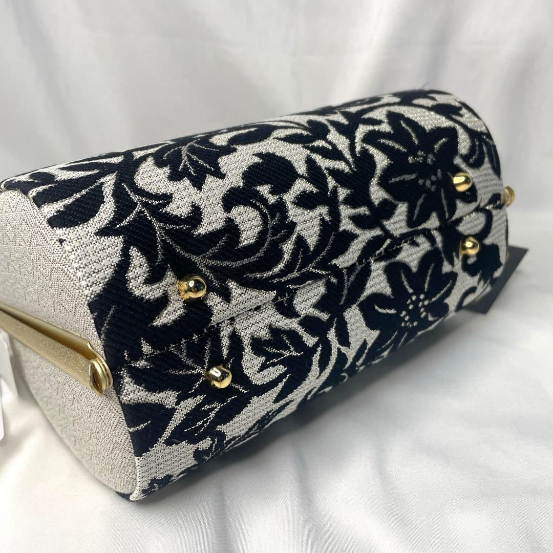 新品　最新作　振袖用　草履　バッグ　セット　黒シルバー　モダン　Lサイズ　正絹