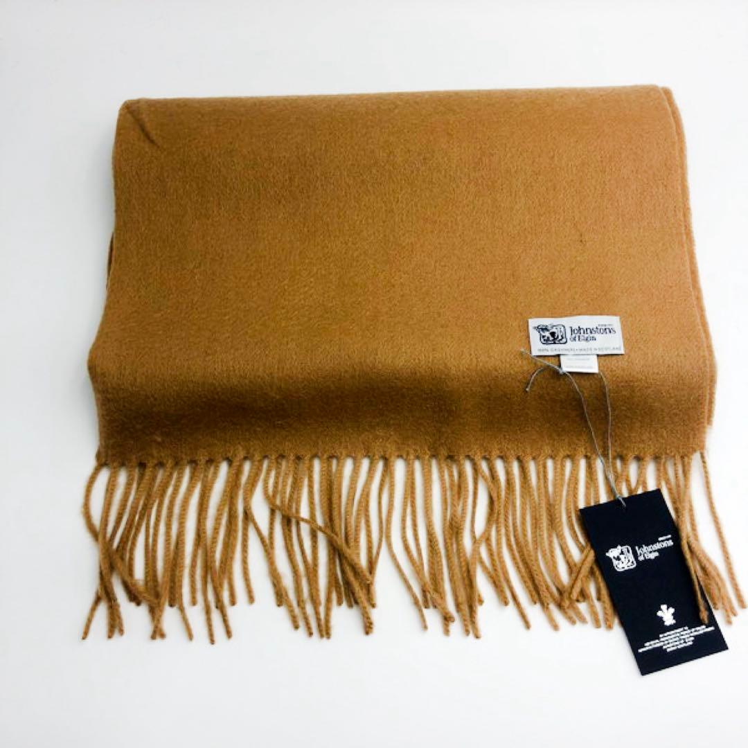 ジョンストンズ　中判　マフラー　スカーフ　キャメル