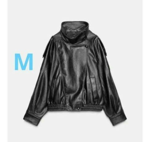 ZARA　フェイクレザージャケット M ブラック　新品未使用タグ付