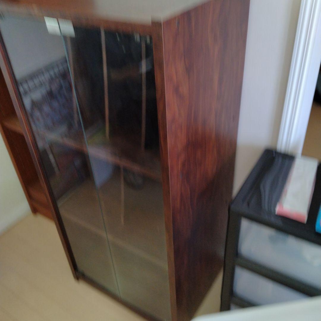 (よしりん)木製ガラス扉付LP棚