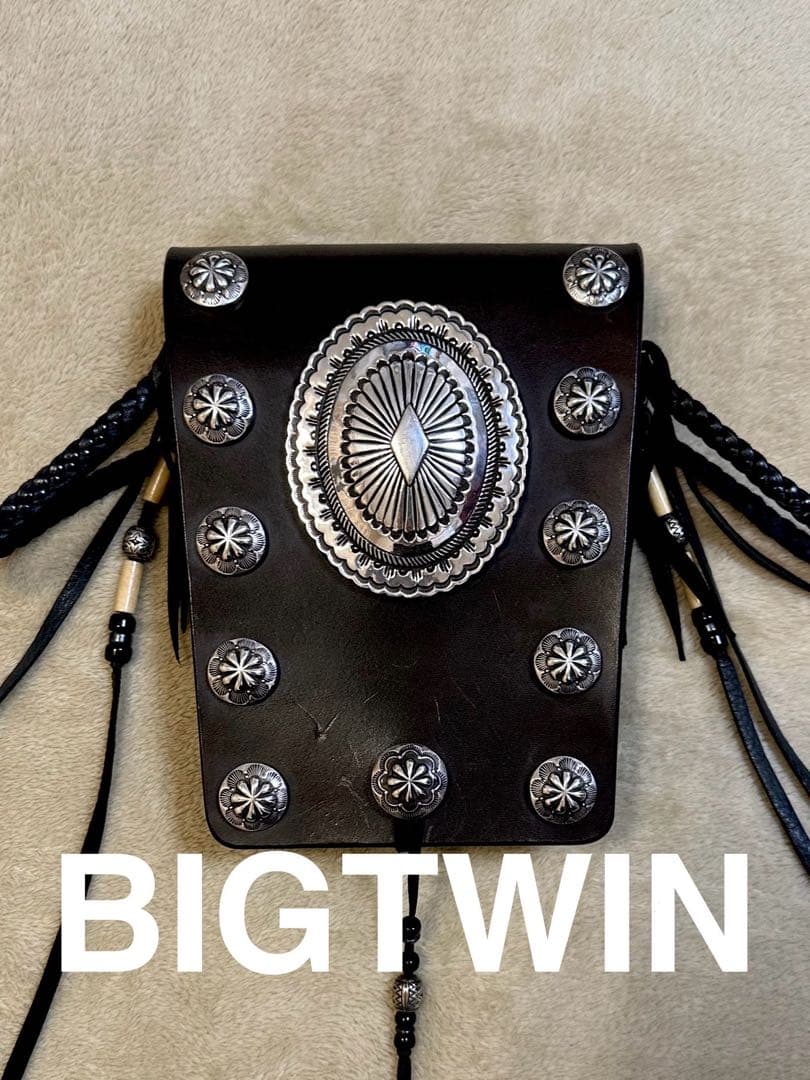 【Bigtwin】レザーコンチョ　メディスン　バッグ 美品