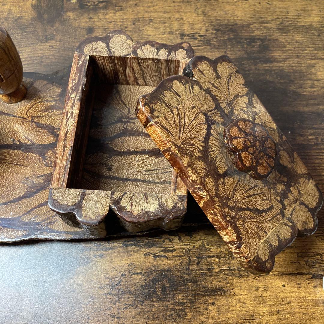 E-壁 【希少】アンティーク 樺細工 天然木 喫煙具セット灰皿・煙草入れ