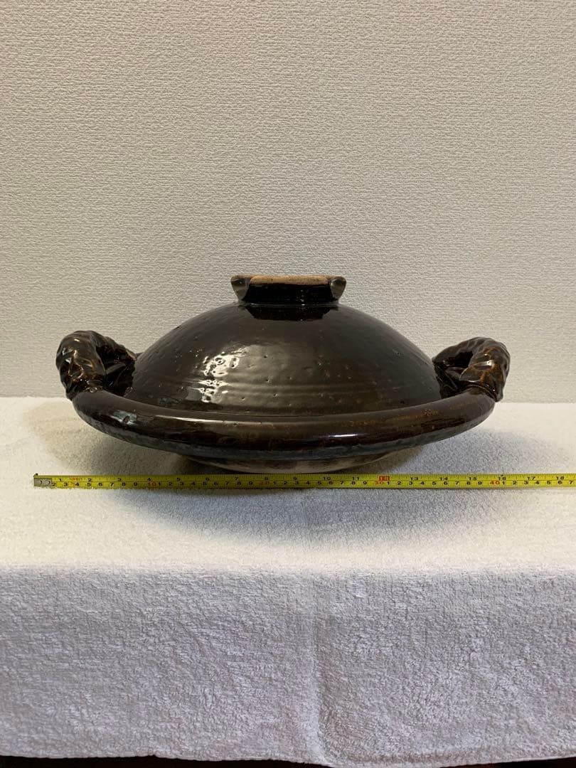 【土鍋】土楽窯　黒鍋　尺三寸（6人〜用）