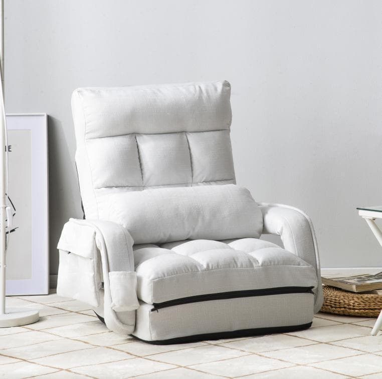 【ホワイト】座椅子 リクライニング 14段ギア リクライニングチェアー