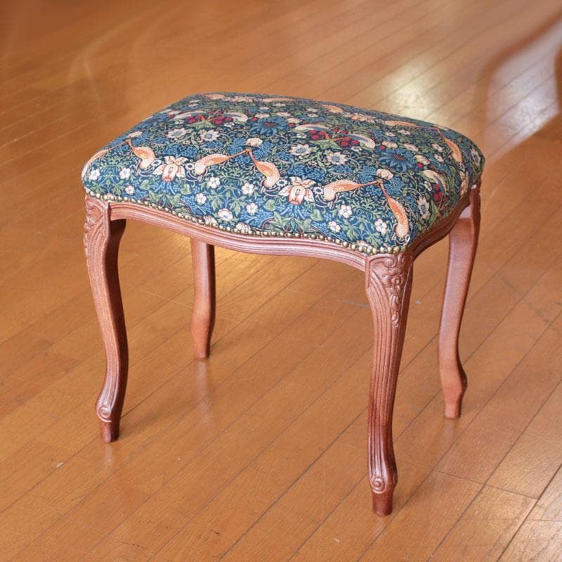 クラシックファブリック スツール いちご泥棒 猫脚 足置き 602-1061