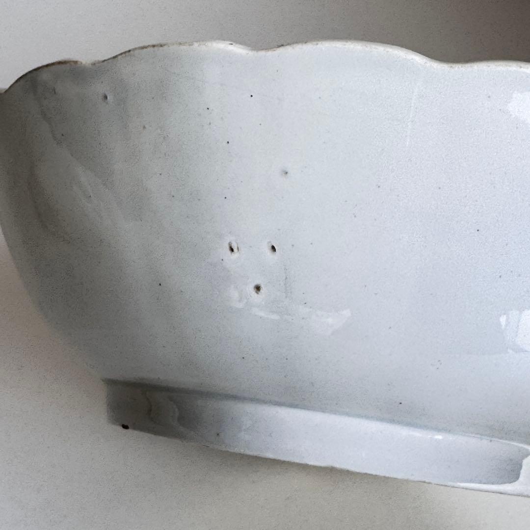 希少　フランスアンティーク　ボルドー窯　サラダディエ　輪花皿