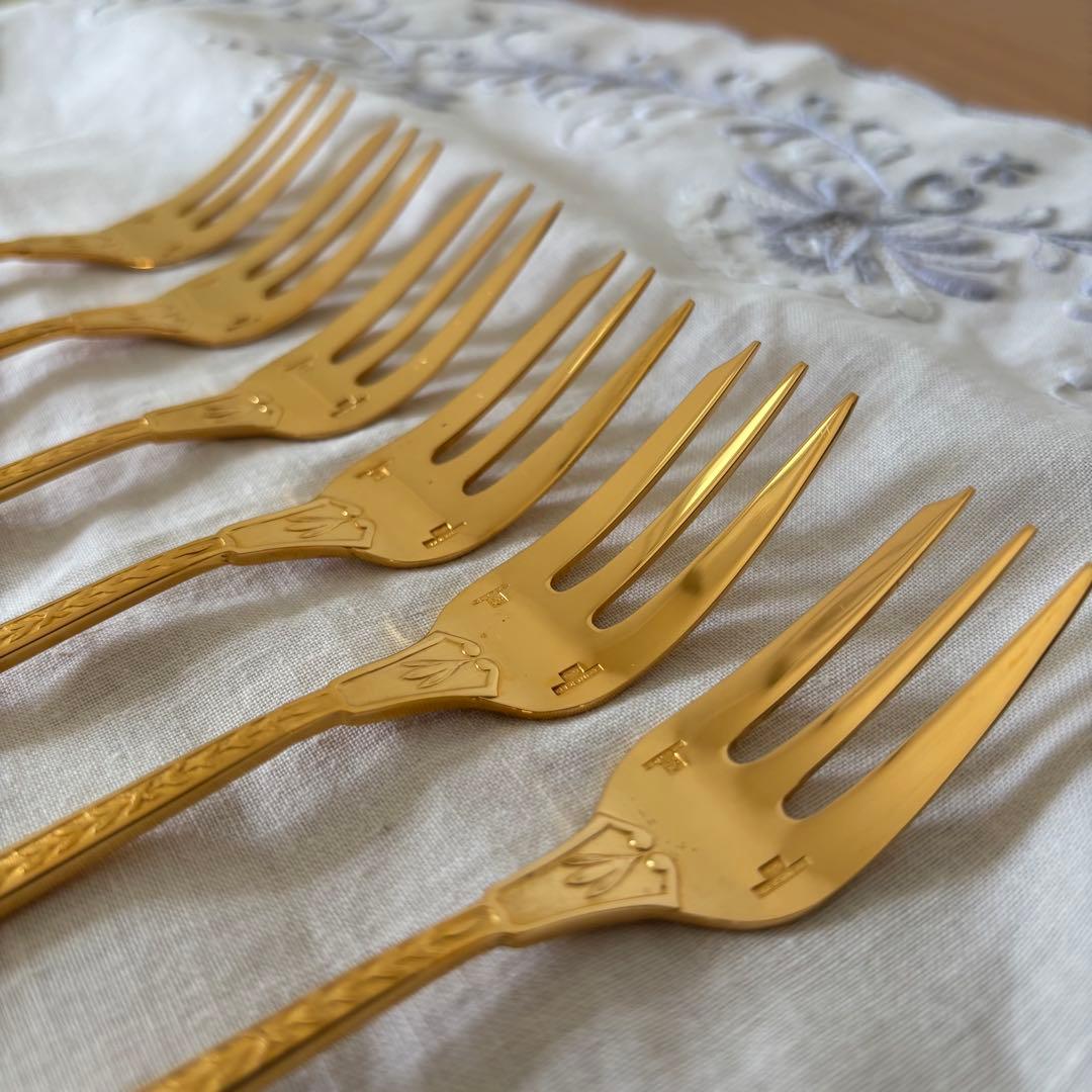 クリストフル ナターシャ 24金プレート デザートフォーク フランス 廃盤