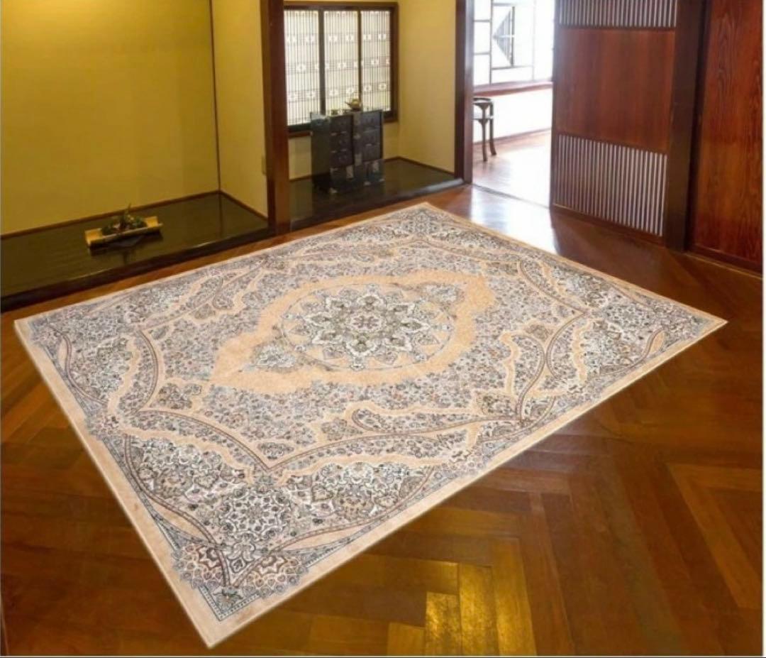 フローラ ベルギー製モケット織り カーペット ベージュ 195X250cm