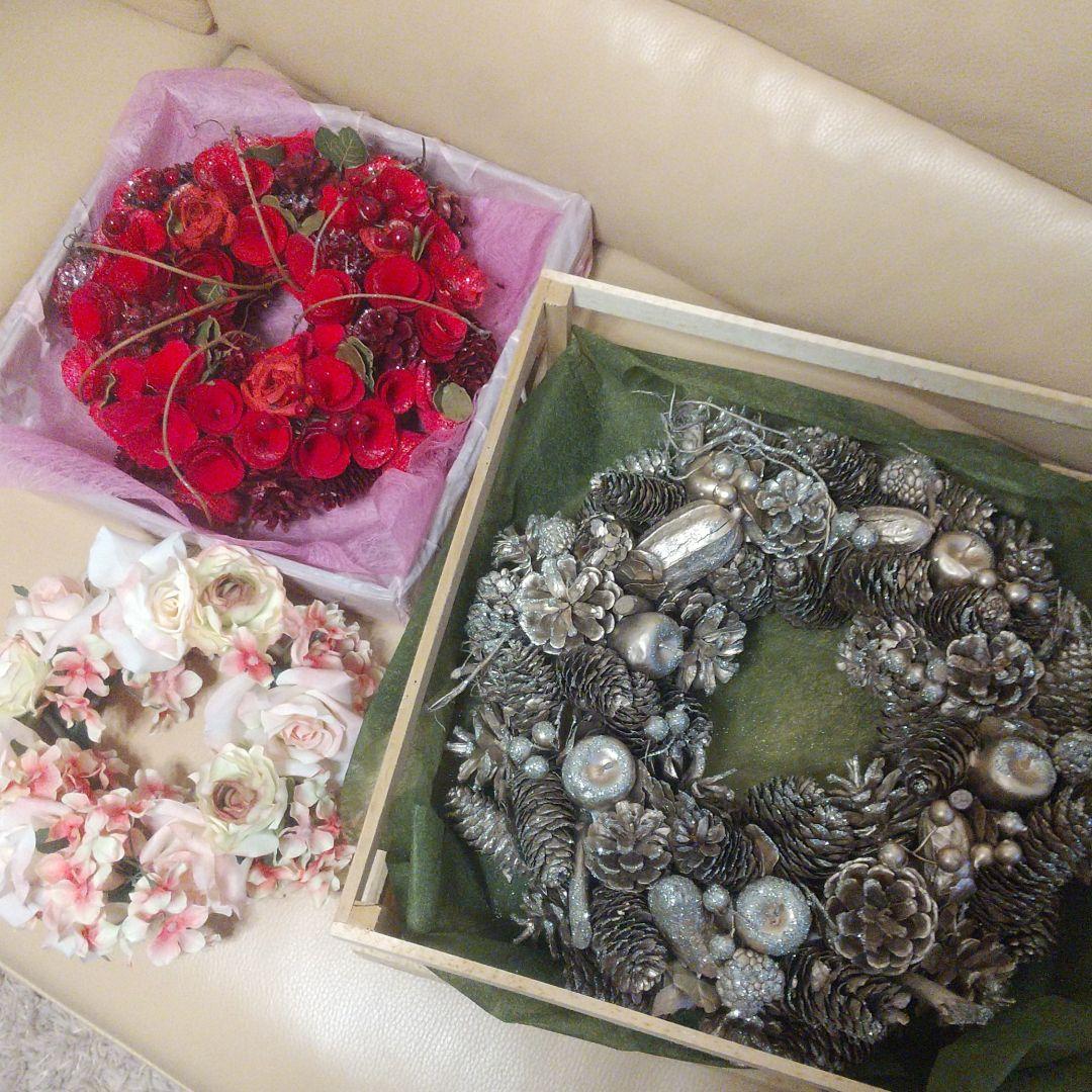 アラナイ フラワーリース3点セット 高島屋、日比谷花壇等で購入、美品♪