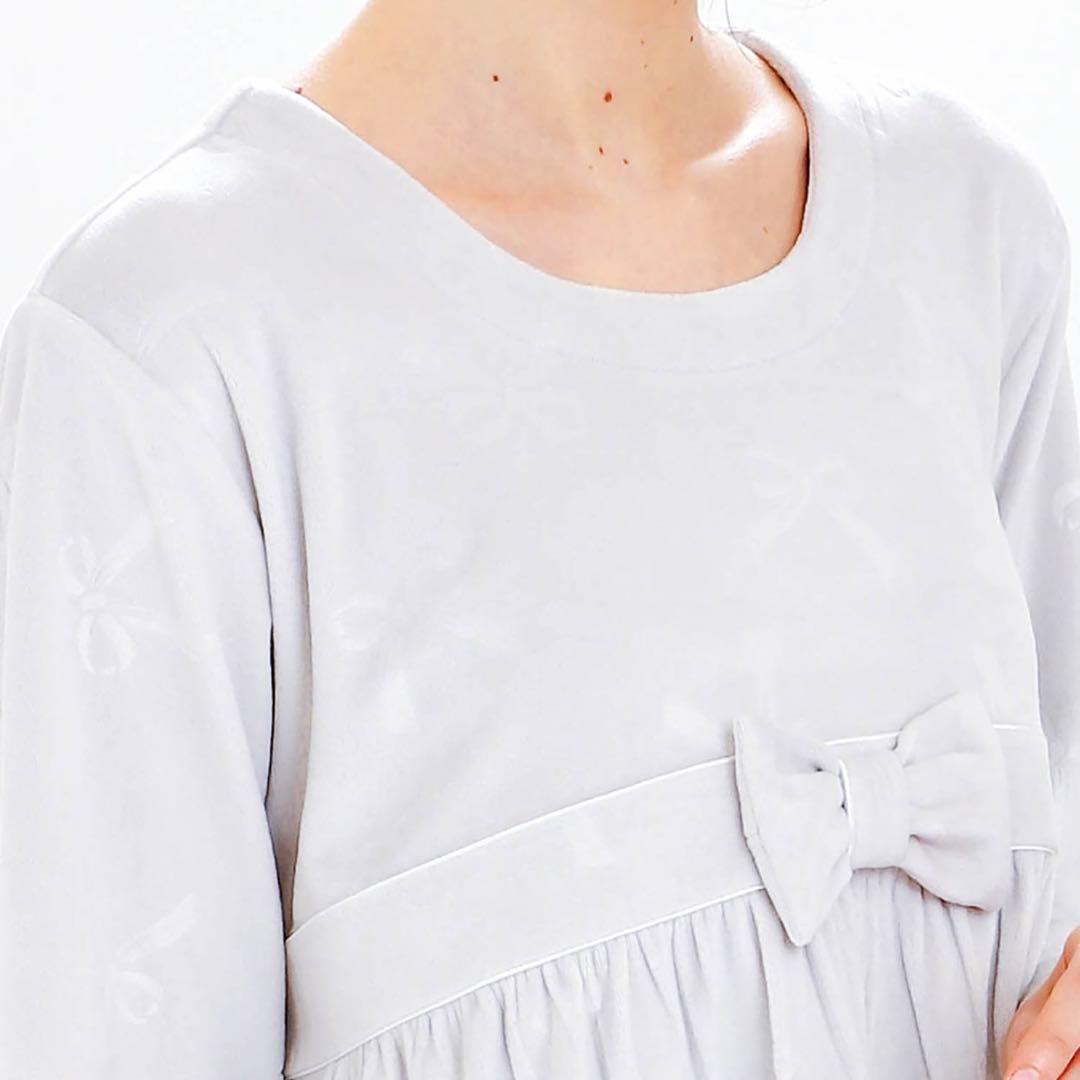 ナルエー ムーンタン スノースムージー リボンエンボスパジャマ M〜L グレー