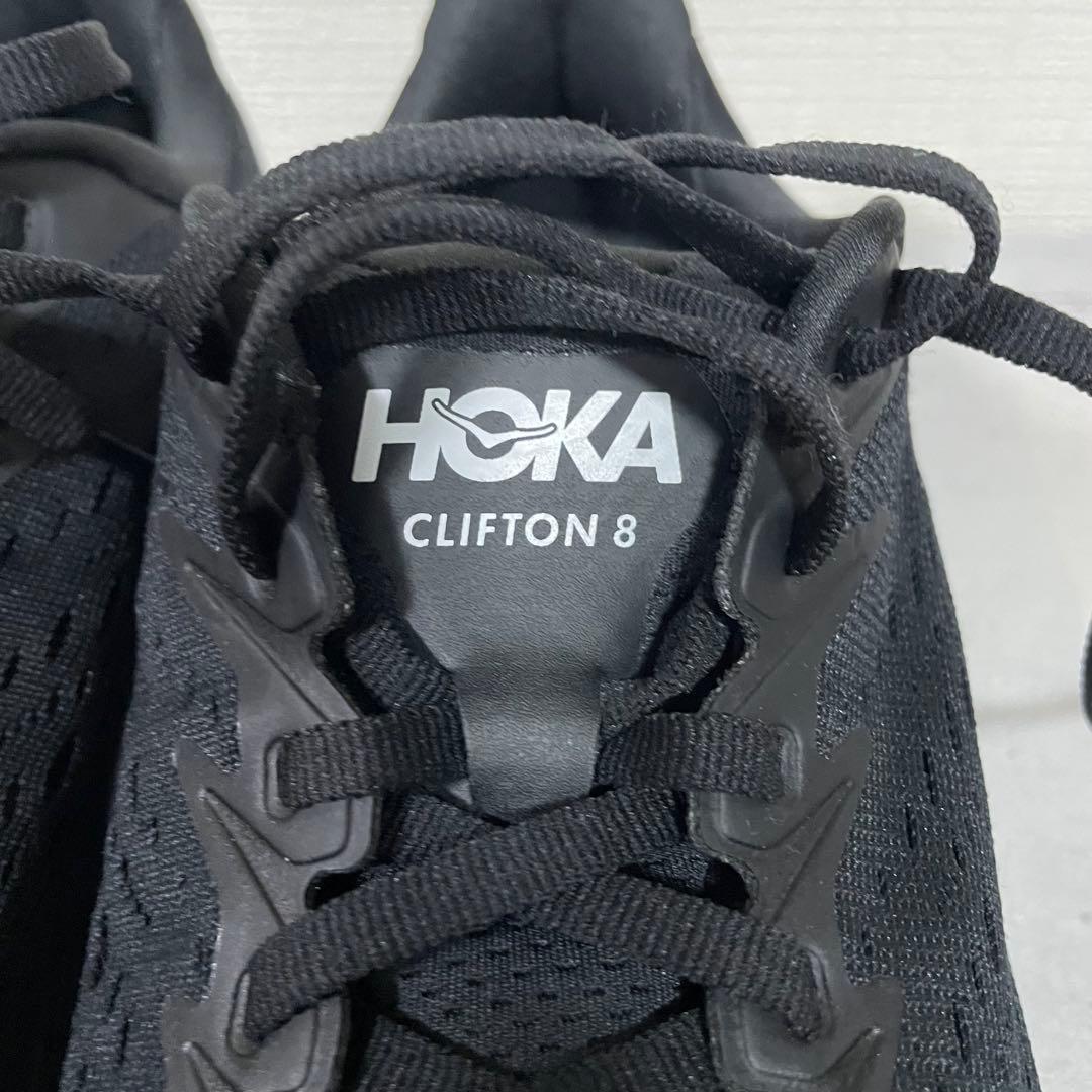 美品　HOKA ホカ　CLIFTON8 ランニングシューズ 黒　スニーカー　24