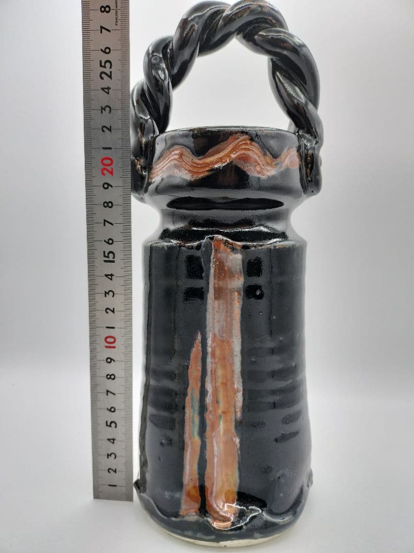 c864 むすび花入 古瀬戸 十三代　山口小左衛門 木箱 茶道具 古物