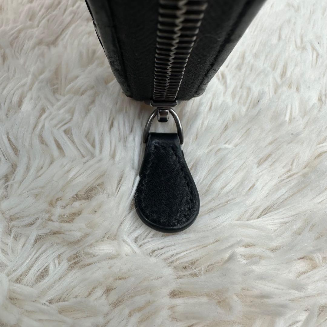 ✨箱あり✨美品　ボッテガ　長財布　ラウンドジップ　イントレチャート　レザー　黒