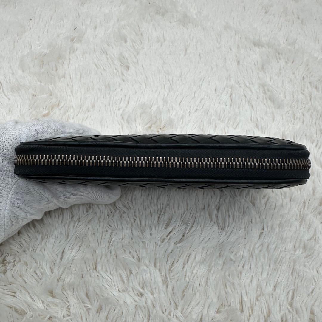 ✨箱あり✨美品　ボッテガ　長財布　ラウンドジップ　イントレチャート　レザー　黒