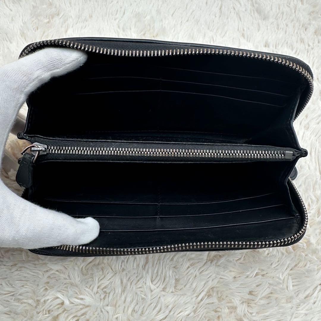 ✨箱あり✨美品　ボッテガ　長財布　ラウンドジップ　イントレチャート　レザー　黒
