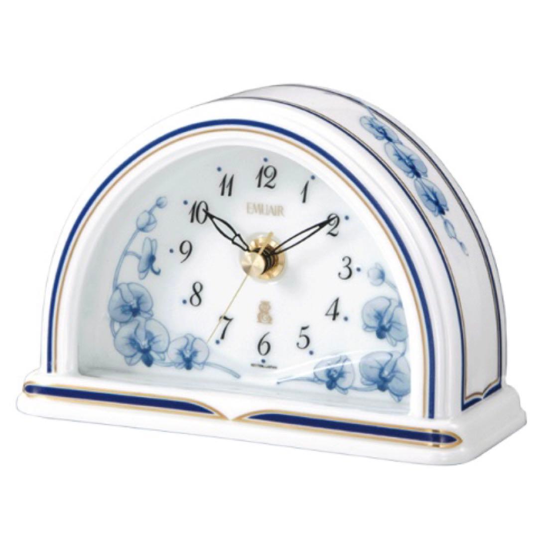 新品未使用　RHYTHM エミュエールR19 有田焼き　置き時計　箱あり