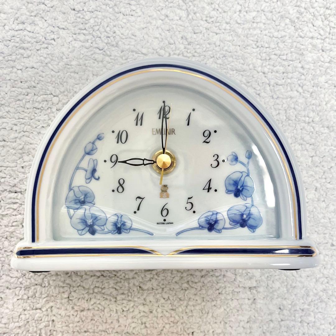 新品未使用　RHYTHM エミュエールR19 有田焼き　置き時計　箱あり