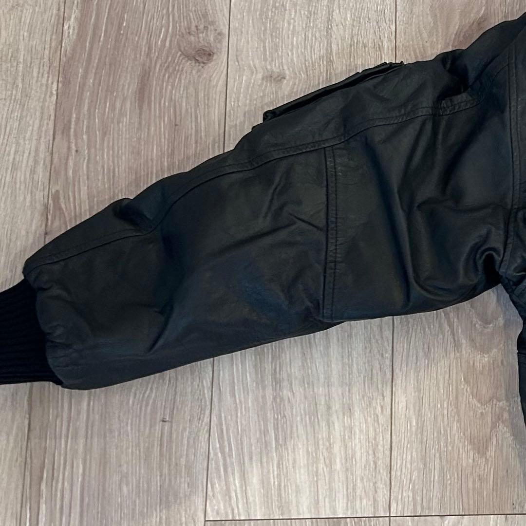 ヴィンテージ　本革　Steiner レザーMA-1 フライトジャケット L 黒