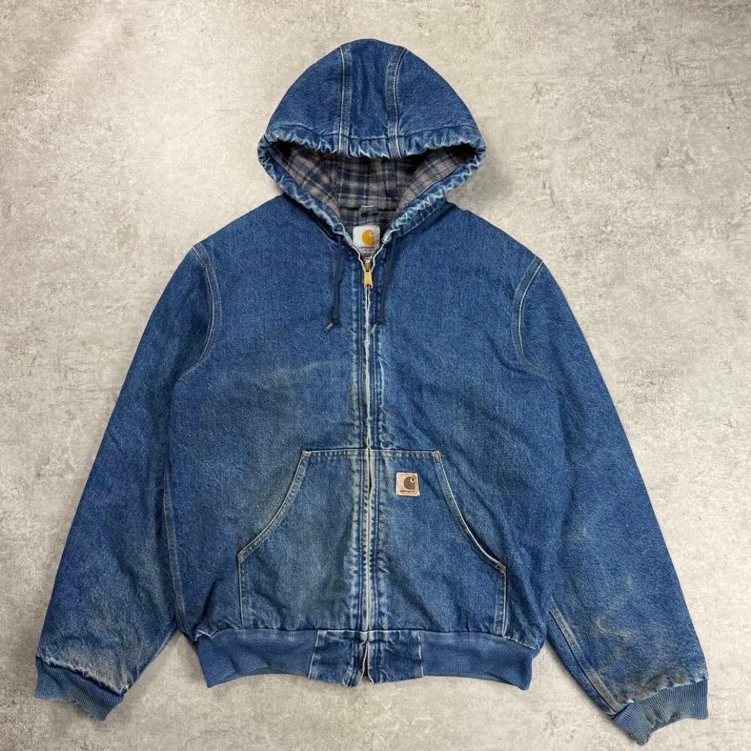 希少■カーハート【M】00s アクティブジャケット パーカー デニム 雰囲気◎