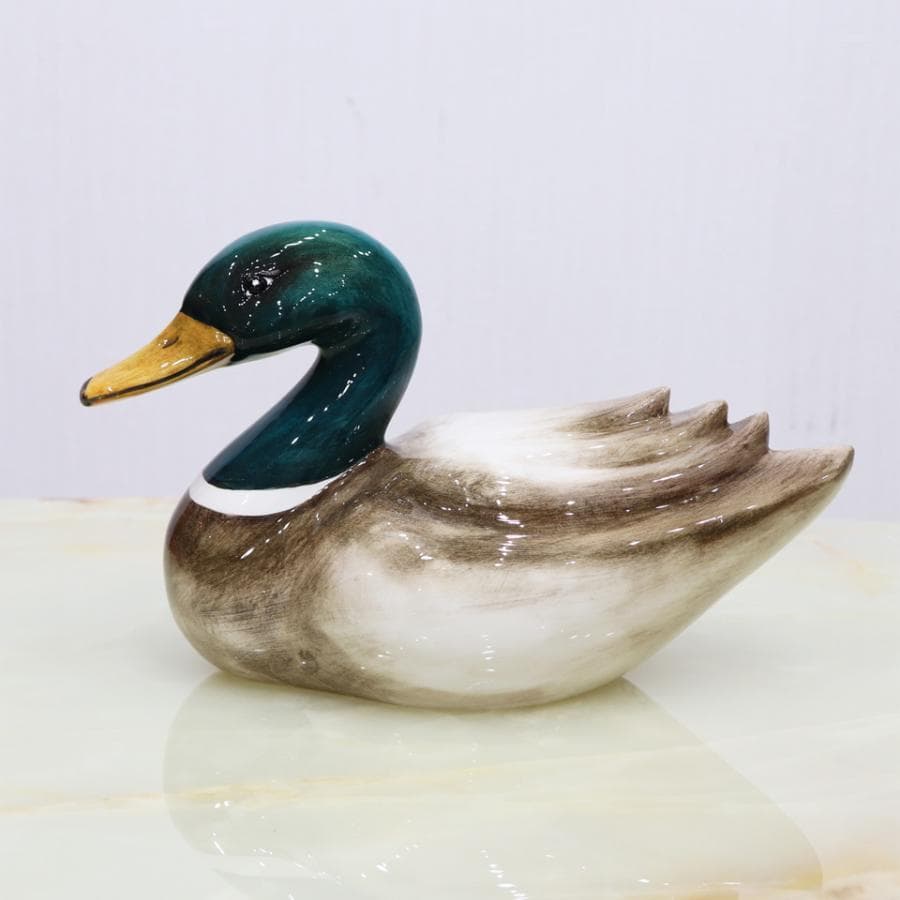 陶器 動物 鴨 マガモ 置物 イタリア製 AHURA