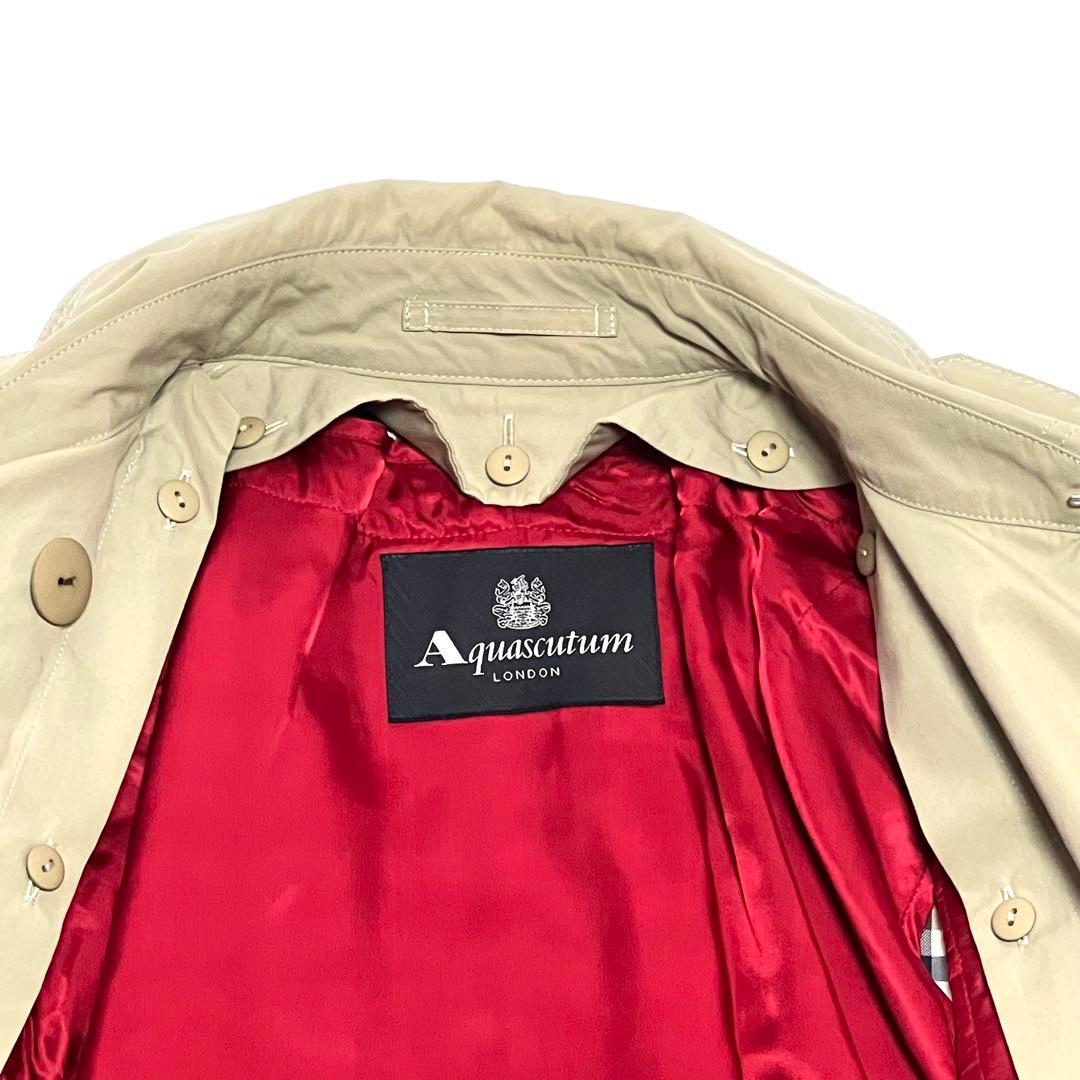 【美品】アクアスキュータム　トレンチコート　赤ライナー　現行タグ　ベージュ　8