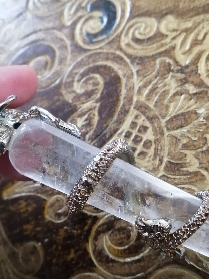 水晶　クリスタル　八角ポイント　登り龍　置物　縁起物